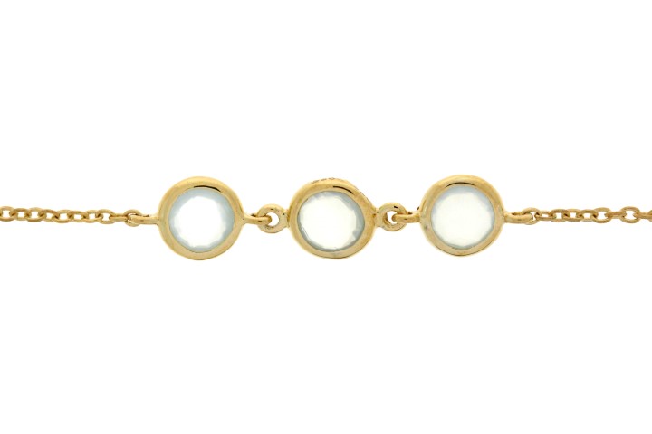 [081631622RCA] Silver 925 semi precious stone bracelet (Aqua chalcedony, Gold plated)