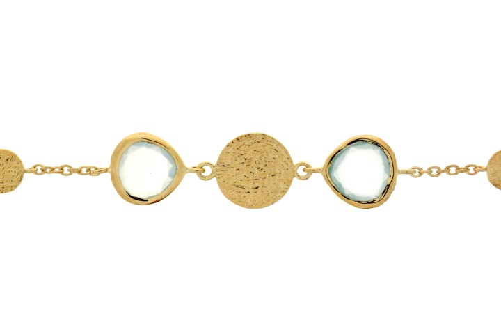 [081691622RCA] Silver 925 bracelet semi precious stone (Aqua chalcedony, Gold plated)