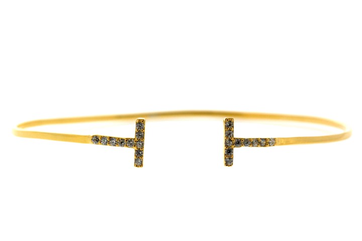 Brazalete plata 925 rigido barra cz