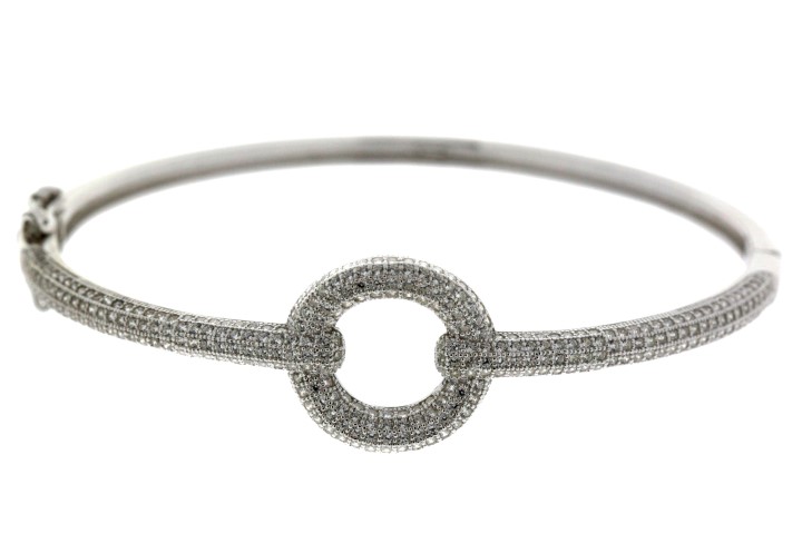Brazalete rigido plata 925 cz con cierre