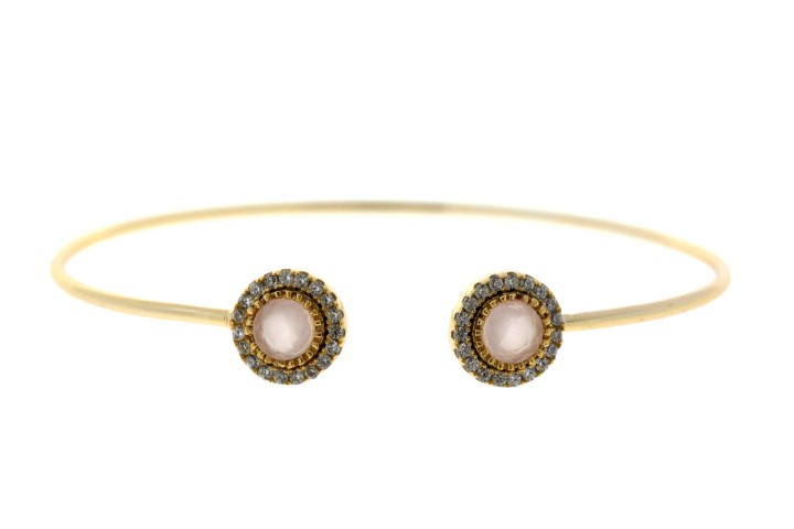 [083210002GRQ] Silver 925 cz bangle (Rose quartz)