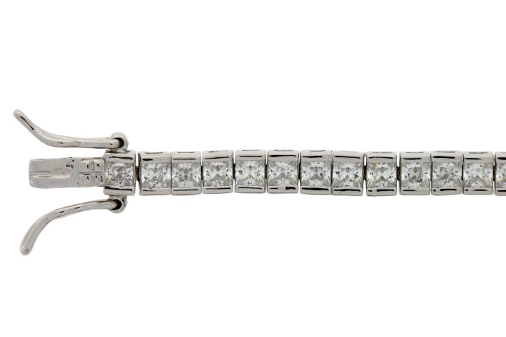 Silver 925 bracelet riviere cz 18cm rhodium