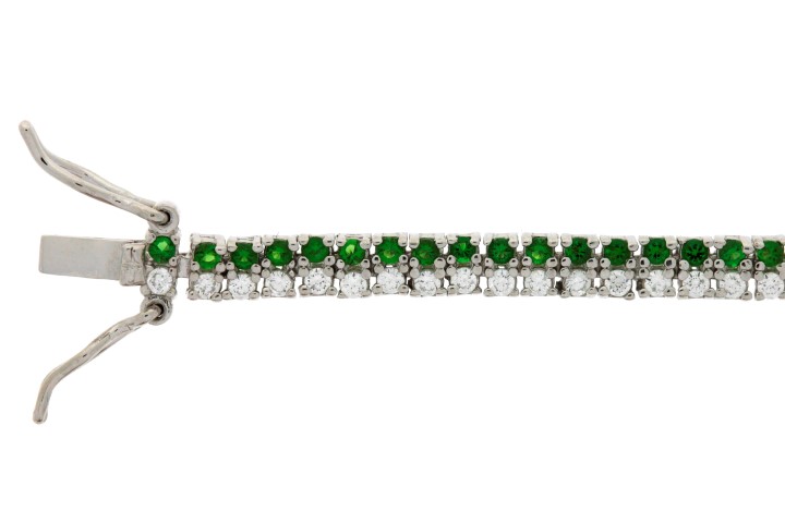 Pulsera plata 925 riviere cz redonda 2lineas 1.5mm