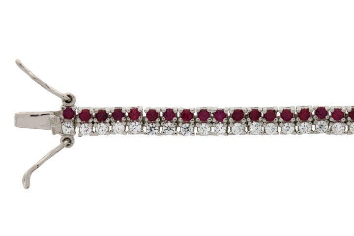 Pulsera plata 925 riviere cz redonda 2lineas 1.5mm