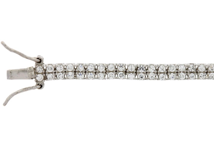 Silver 925 bracelet riviere cz 18cm rhodium