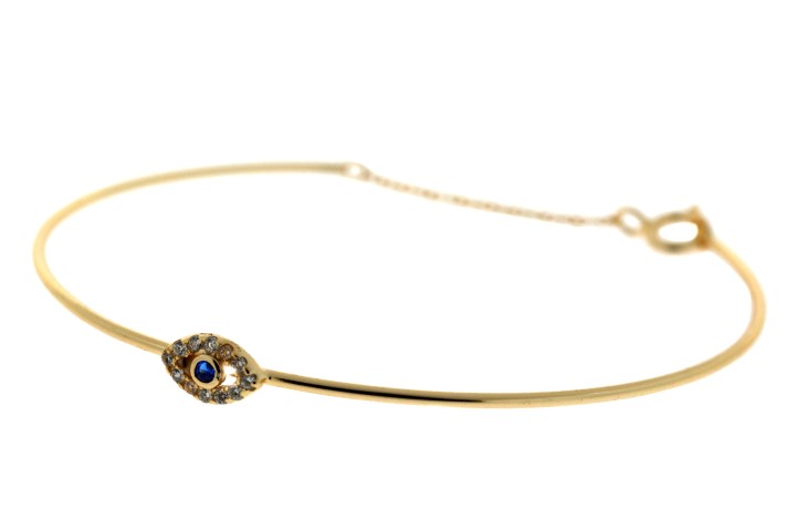 Brazalete plata 925 rigido ojo turco