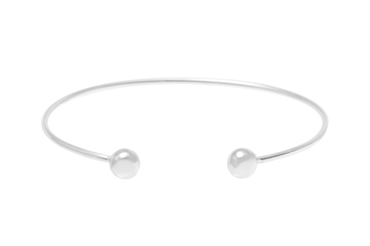 Brazalete plata 925 rigido bolas abierto