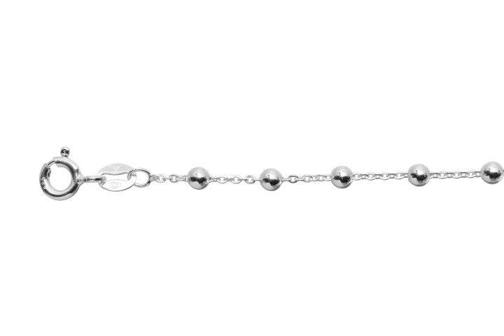 Pulsera plata 925 cadena forzada con bolas 3mm
