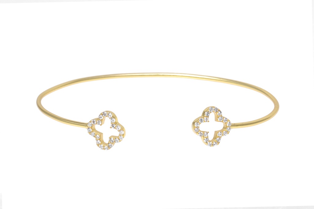 Brazalete plata 925 zirconita flor abierto