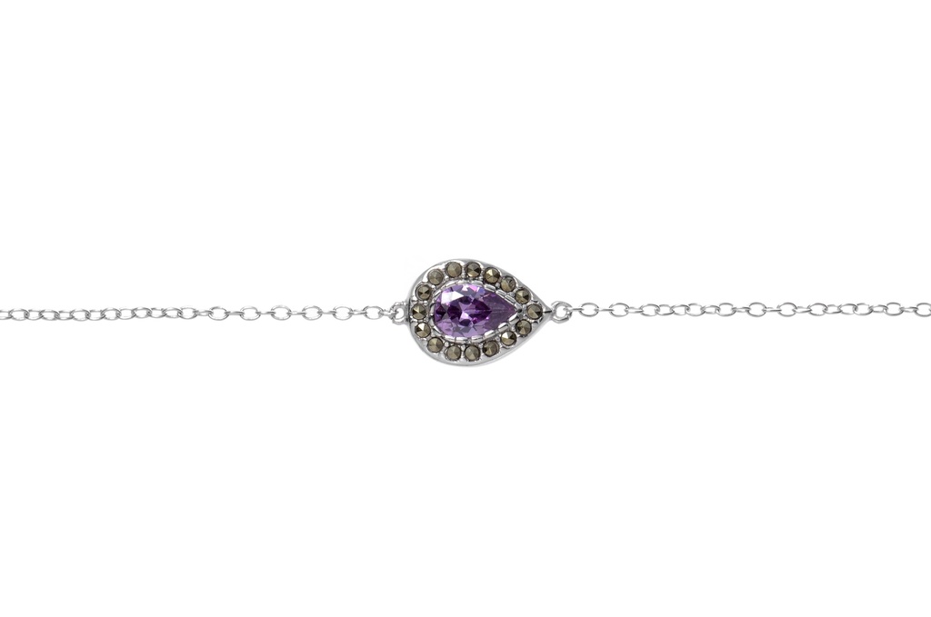 [08820P161M1A] Silver 925 marcasite cz bracel 16+5cm rhodium (Amethyst)