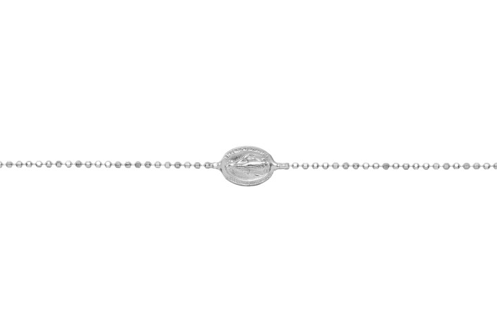 Pulsera plata 925 virgen con cadena bola diamantad