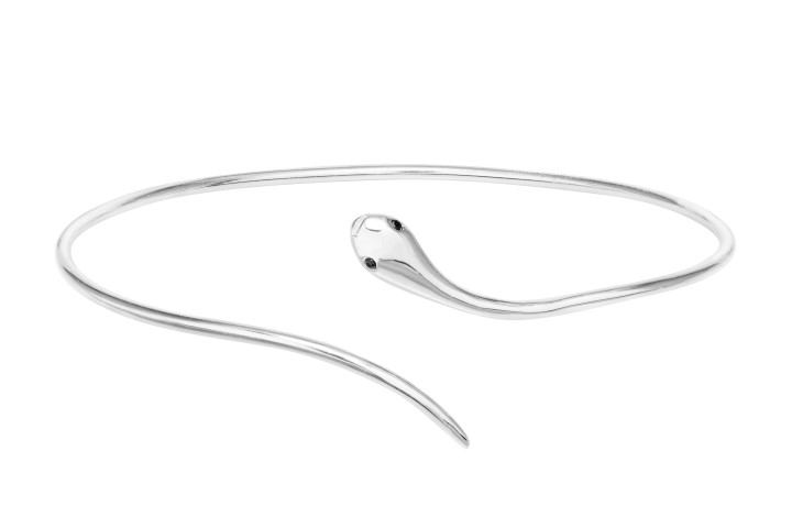 Brazalete plata 925 zirconita serpiente abierto