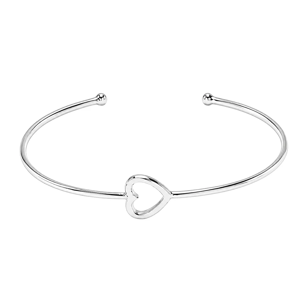 [0936200000PL] Pulsera brazalete plata 925 abierta corazón (Plata)