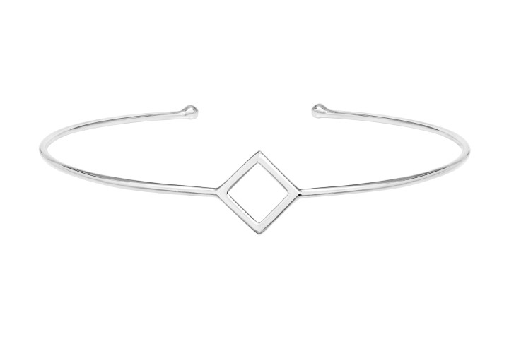 Pulsera brazalete plata 925 abierta rombo