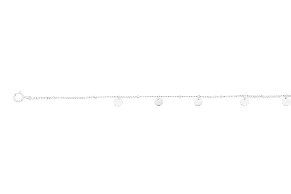 Pulsera plata 925 cadena con 5 plaquitas
