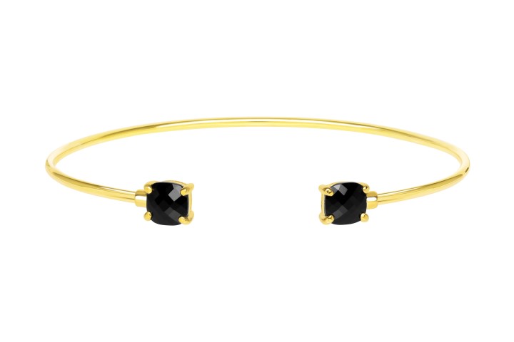 [095236002GON] Silver 925 semi precious stone bangle (Black, Gold plated)