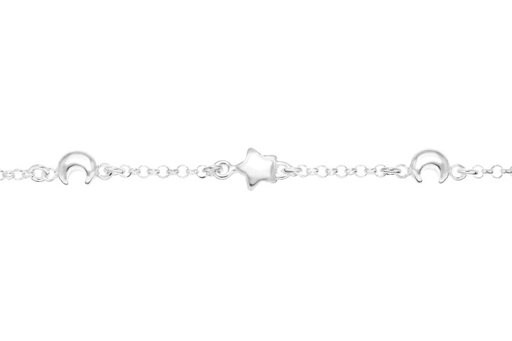 Silver 925 moon & star bracelet