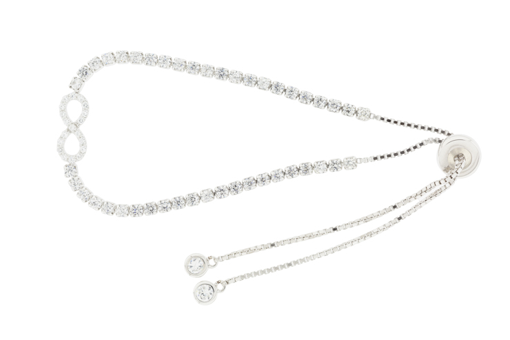 Pulsera plata 925 infinito cz 2mm cierre corredero