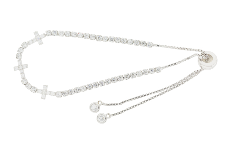 Pulsera plata 925 cruz cz 2mm cierre corredero