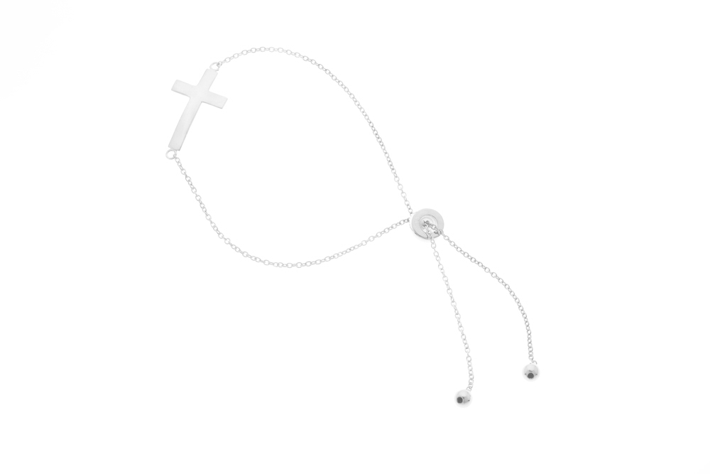 Pulsera plata 925 cruz cierre correder