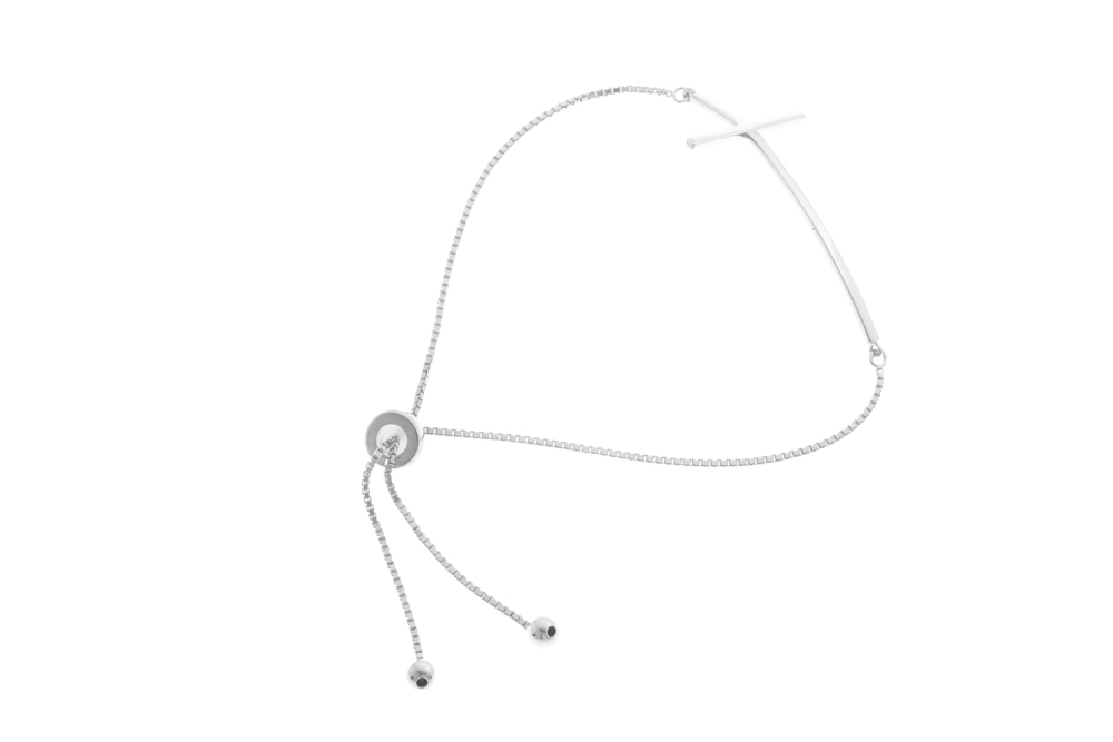 Pulsera plata 925 cruz cierre correder