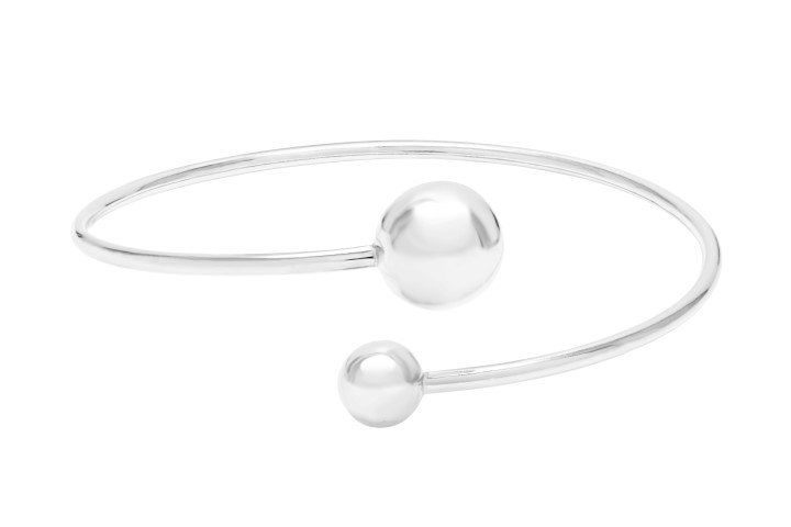 Brazalete plata 925 rigido bolas abierto