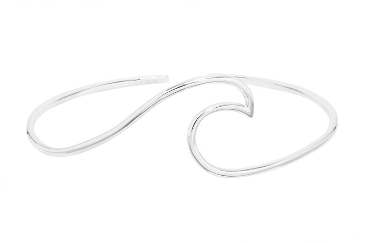 Brazalete plata 925 rigido ola abierto