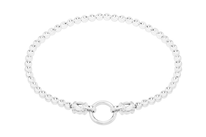 [1061801700PL] Pulsera plata 925 cadena bola elástica y anilla (Plata)