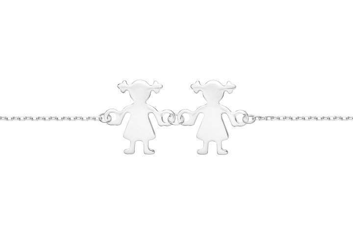 Silver 925 girl & girl bracele 16+5cm sterling silver