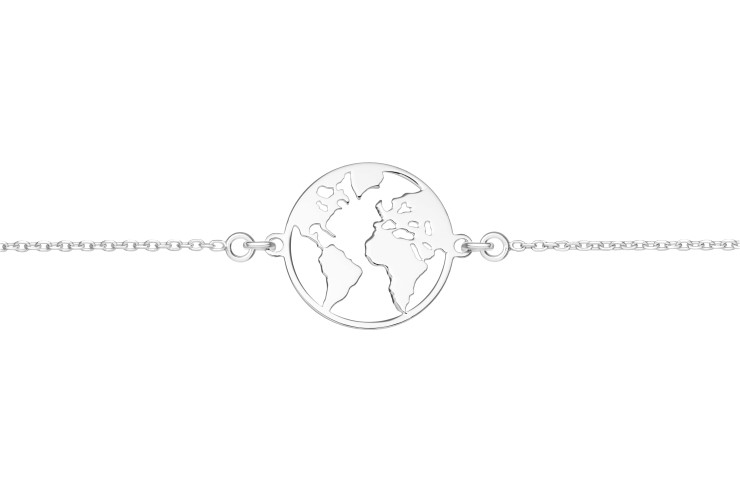 Pulsera plata 925 mapa del mundo