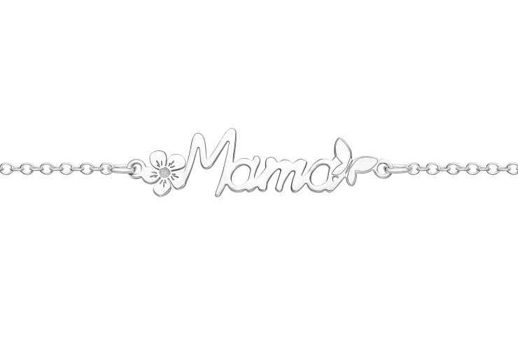 Pulsera plata 925 mama flor y mariposa