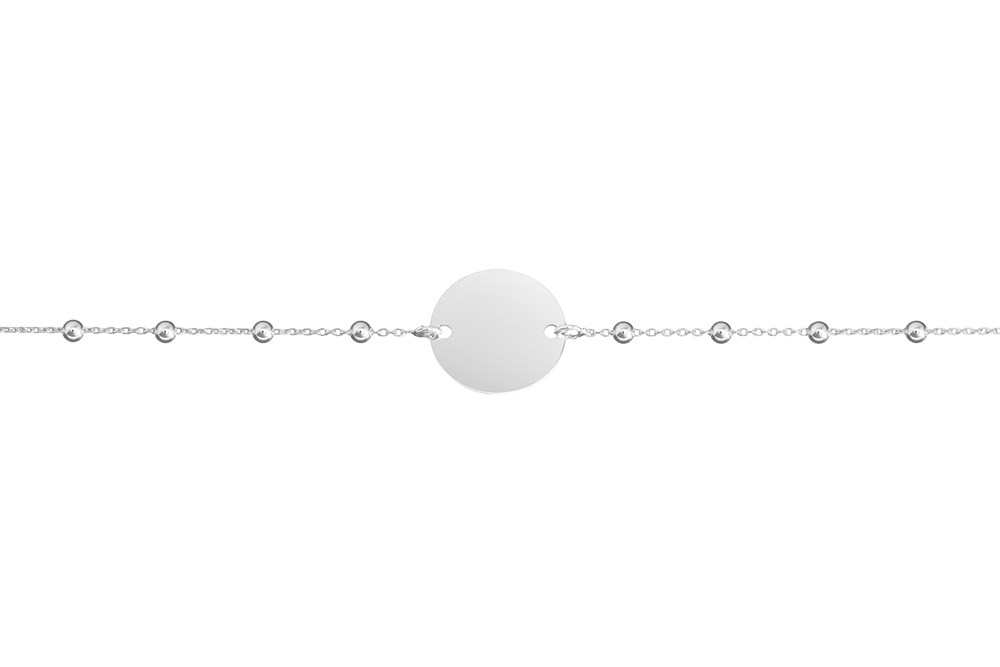 Pulsera plata 925 placa redonda 15mm