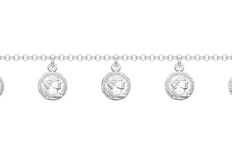 [12426P1600PL] Pulsera plata 925 cinco monedas romanas (Plata)