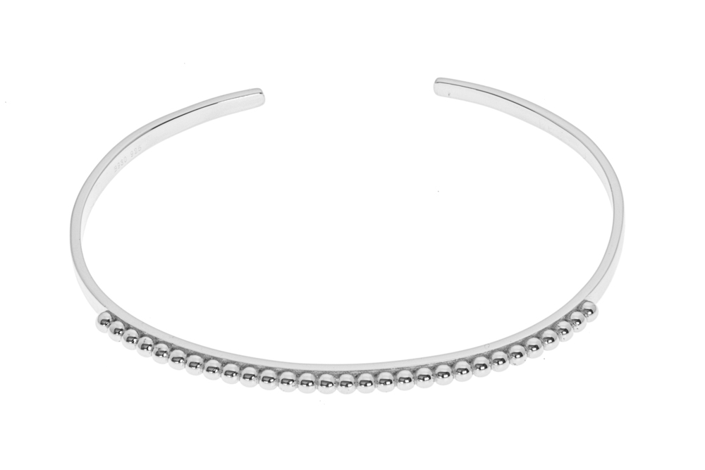Pulsera brazalete plata 925 bolitas abierta