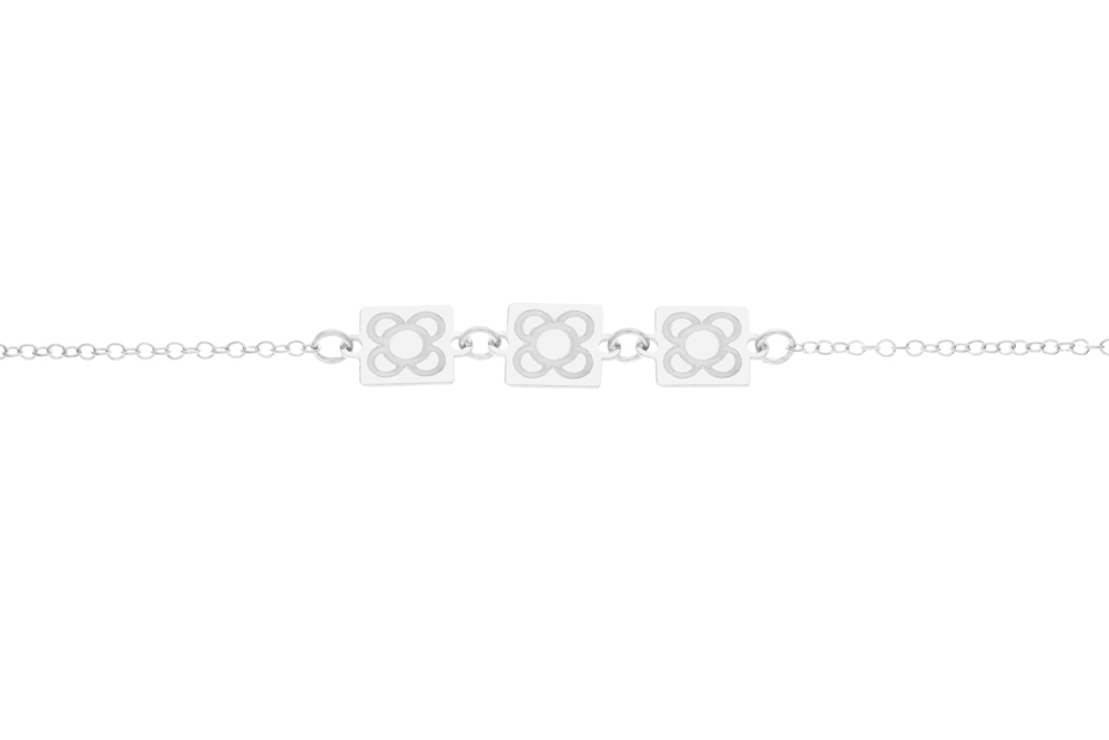 Pulsera plata 925 3 flores de barcelona