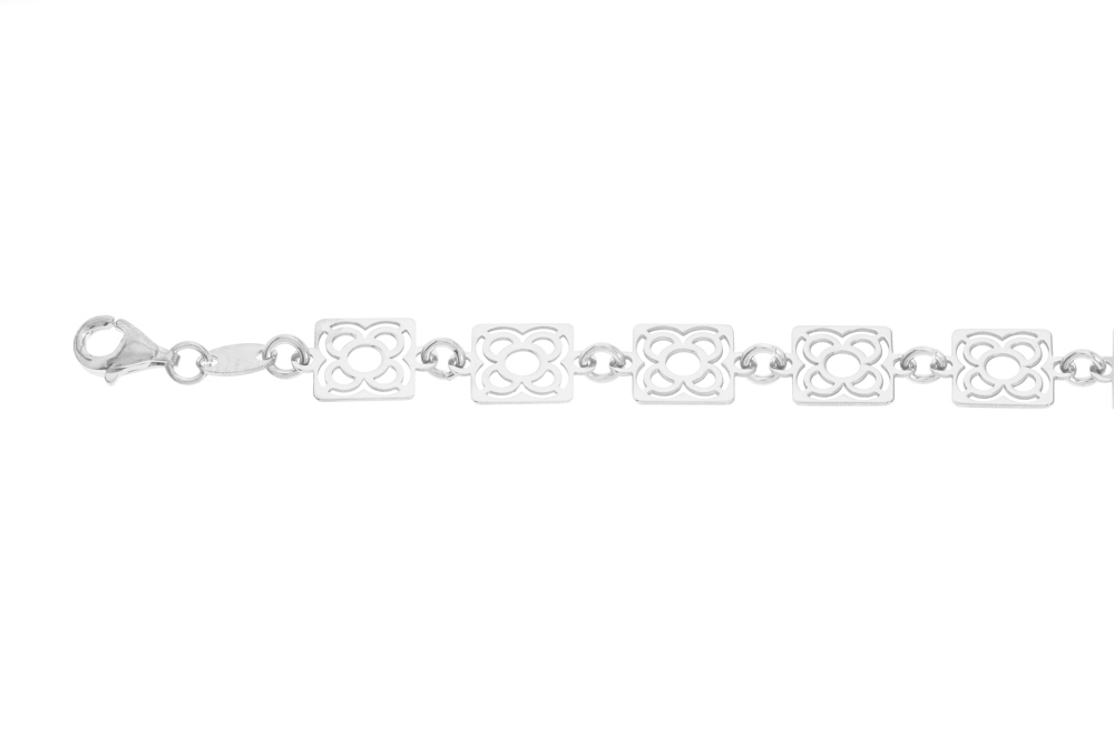 Pulsera plata 925 flores de barcelona calada