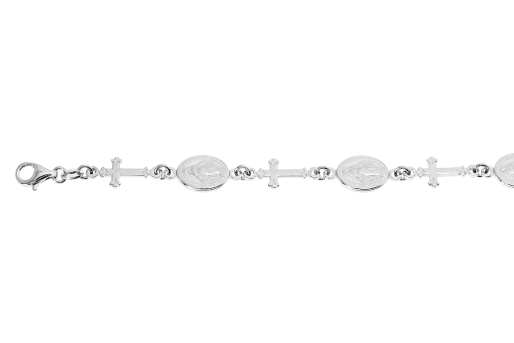 Pulsera plata 925 virgenes y cruces