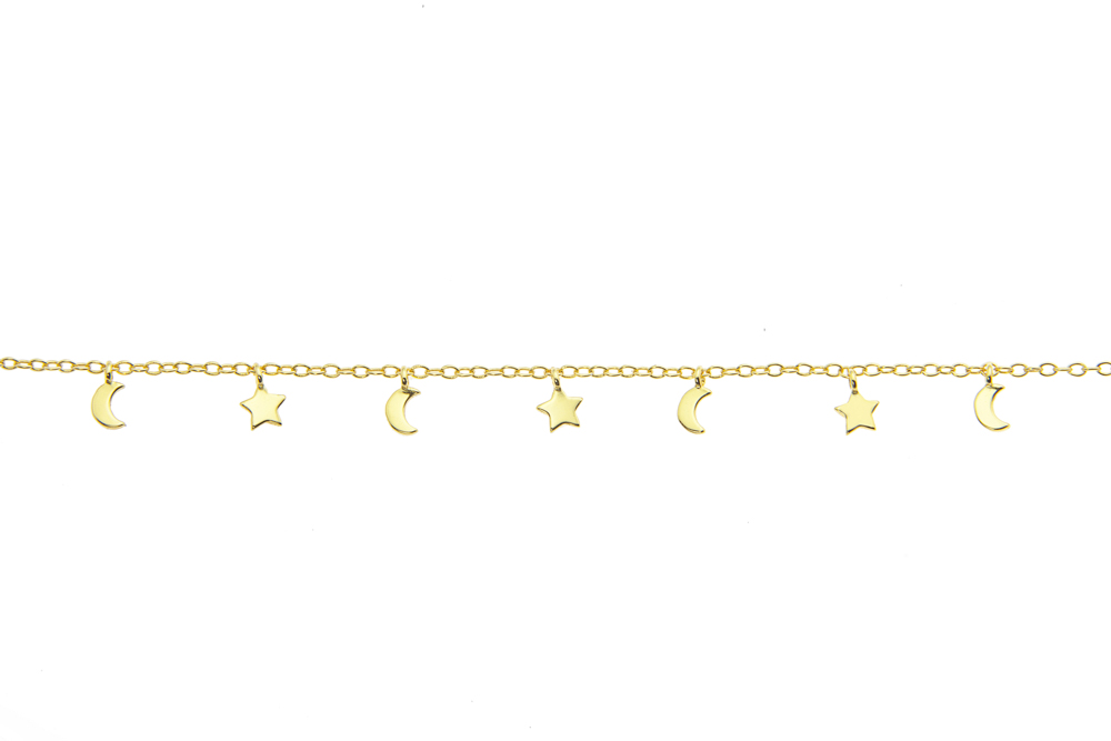 Pulsera plata 925 estrellas y lunas