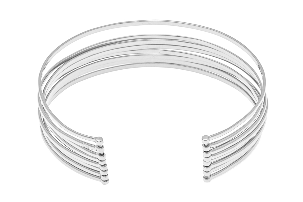 Pulsera brazalete plata 925 abierta 8 lineas