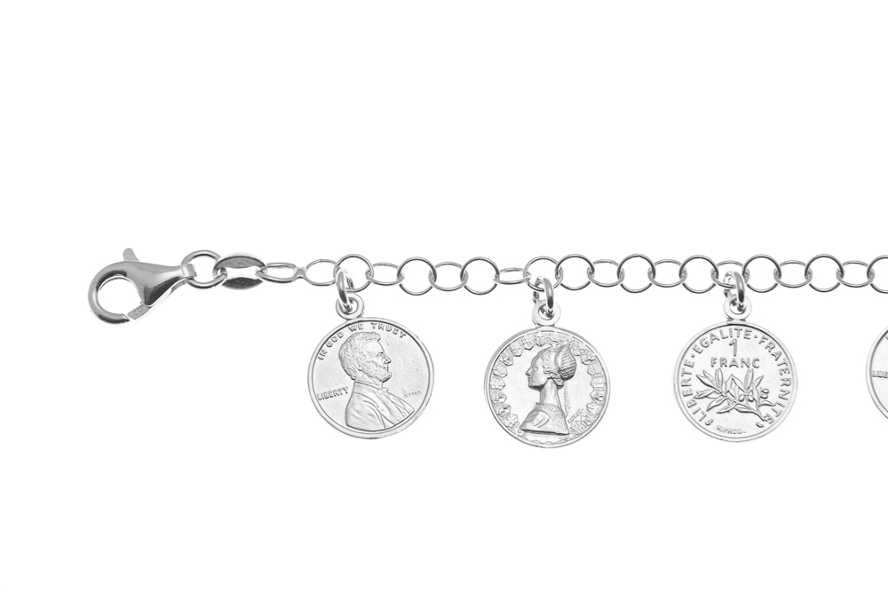 Pulsera plata 925 mix de monedas