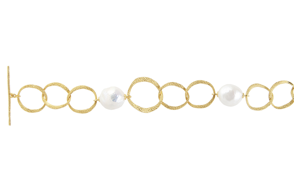 [135780212PBL] Pulsera plata 925 con perla cutivada 12mm cierre t (Oro)