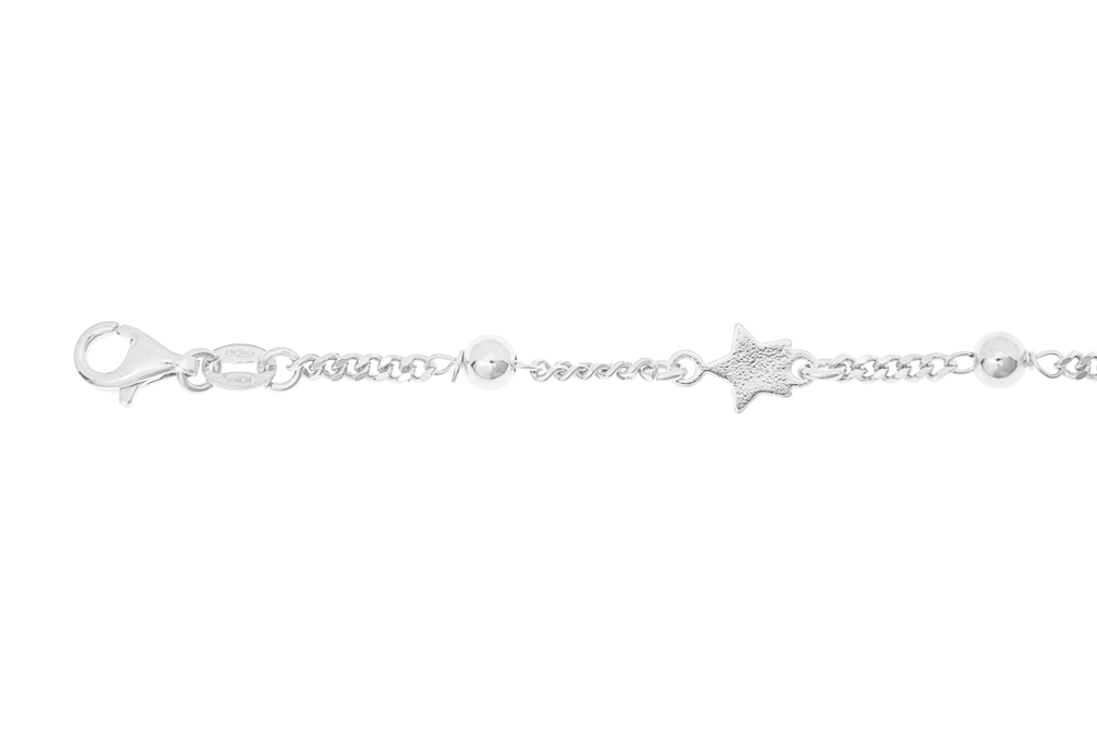 Pulsera plata 925 estrellas con bolas intercaladas