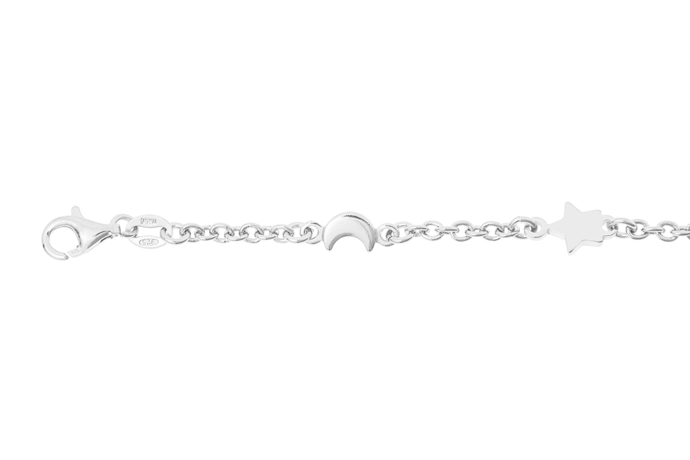 Pulsera plata 925 estrellas con lunas intercaladas