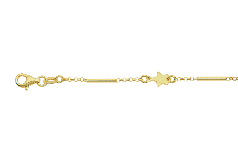 Pulsera plata 925 estrellas con tubos intercalados