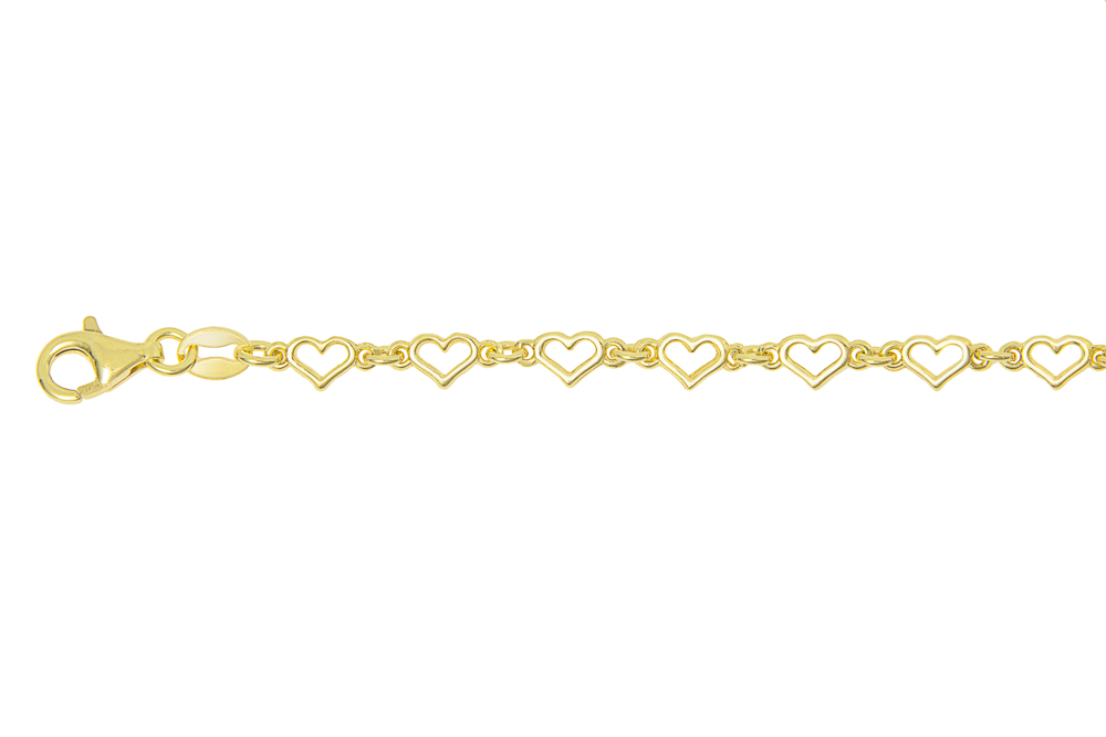 Silver 925 hearts bracelet 16+5cm sterling silver