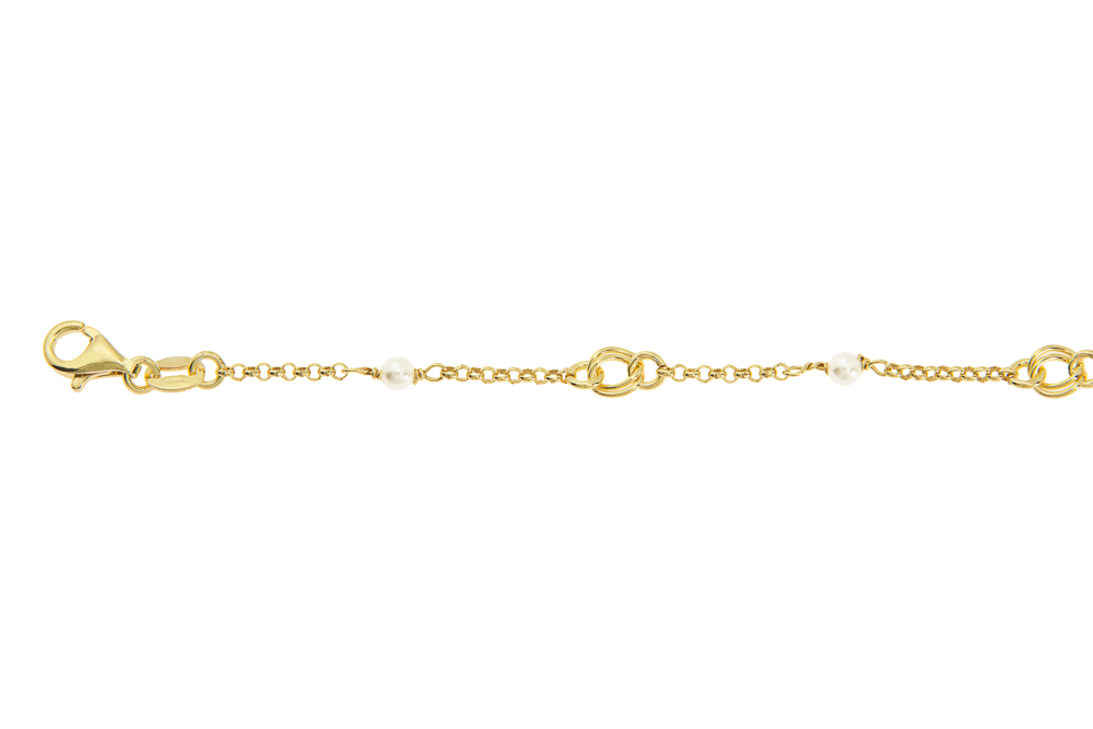 Silver 925 pearls bracelet 16+5cm rhodium