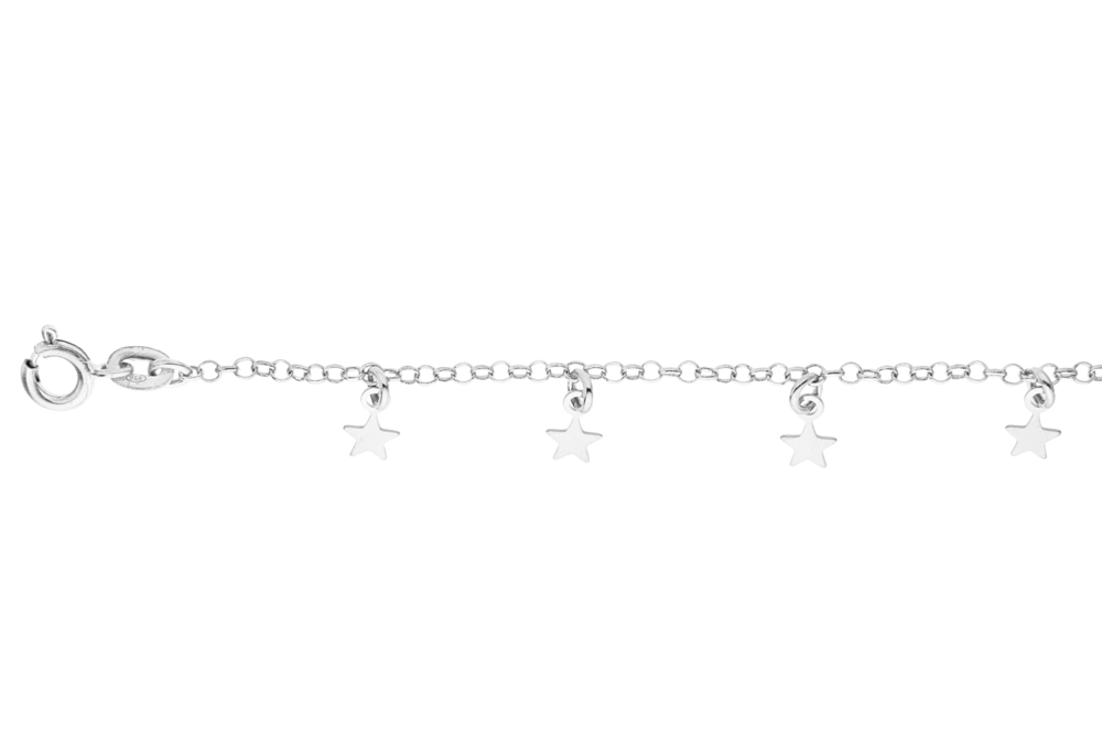 Tobillera plata 925 estrellas