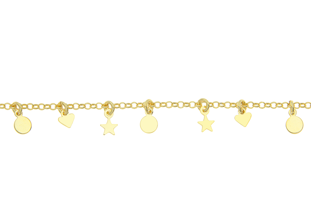 Pulsera plata 925 estrella placa y corazón