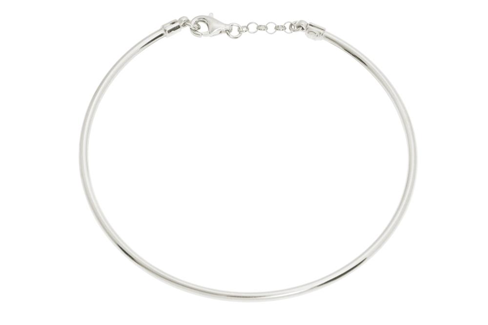 Brazalete plata 925 rigido con cadena y mosquetón