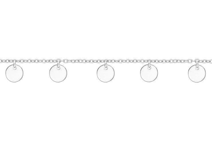 [13939T2000PL] Tobillera plata 925 placas 5mm (Plata)